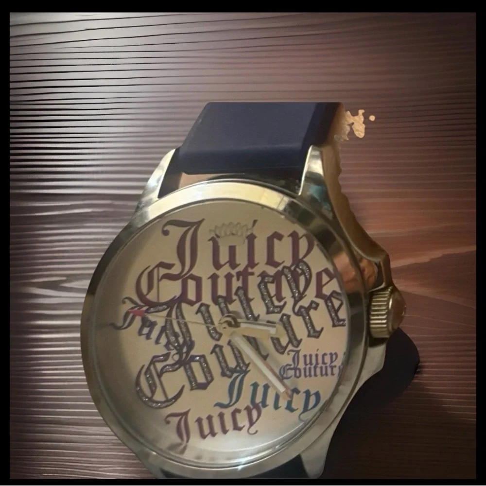 Juicy Couture Gold-Tone Logo Watch with Black Strap
